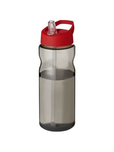 Bidon H2O Eco o pojemności 650 ml z wieczkiem z dzióbkiem, ciemnografitowy / czerwony