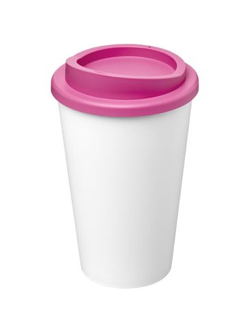 Kubek Americano Eco z recyklingu o pojemności 350 ml, biały / różowy