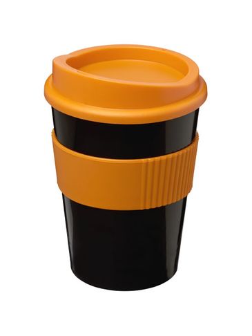 Kubek z serii Americano® Medio o pojemności 300 ml z uchwytem, czarny / pomarańczowy