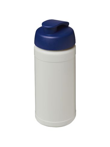 Baseline bidon o pojemności 500 ml z wieczkiem zaciskowym z materiałów z recyklingu, natural / niebieski