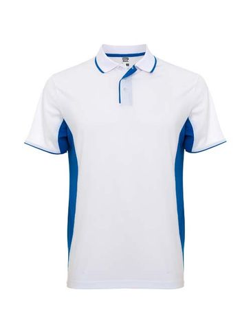 Montmelo koszulka polo unisex z krótkim rękawem, biały / błękit królewski