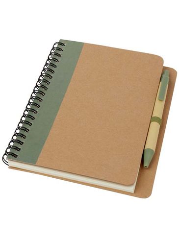 Notes z recyklingu z długopisem Priestly, zielony melanż / piasek pustyni