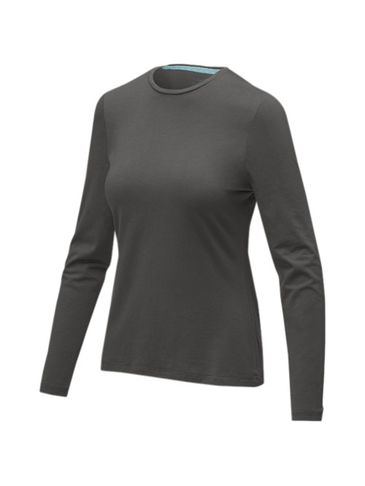 Damski T-shirt organiczny Ponoka z długim rękawem, szary sztormowy