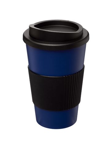 Kubek termiczny z serii Americano® o pojemności 350 ml z uchwytem, niebieski / czarny