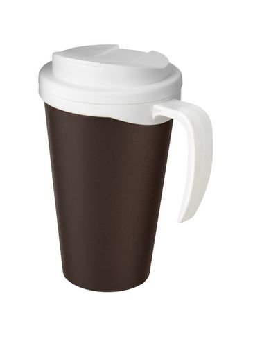 Americano® Grande 350 ml mug with spill-proof lid, brązowy / biały