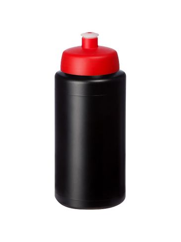 Bidon Baseline® Plus o pojemności 500 ml ze sportowym wieczkiem i uchwytem, czarny / czerwony
