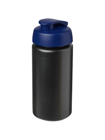 Bidon Baseline® Plus o pojemności 500 ml z wieczkiem zaciskowym i uchwytem, czarny / niebieski