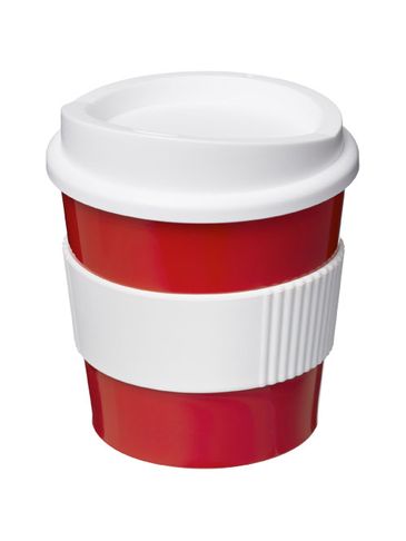 Kubek z serii Americano® Primo o pojemności 250 ml z uchwytem, czerwony / biały