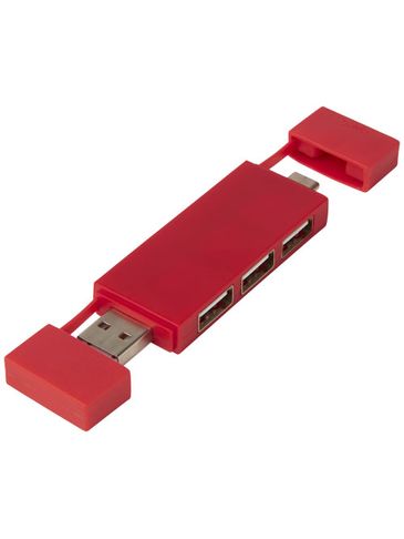 Mulan podwójny koncentrator USB 2.0, czerwony