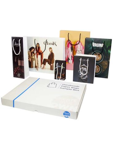 Zestaw próbek z torbami z papieru integra, biały