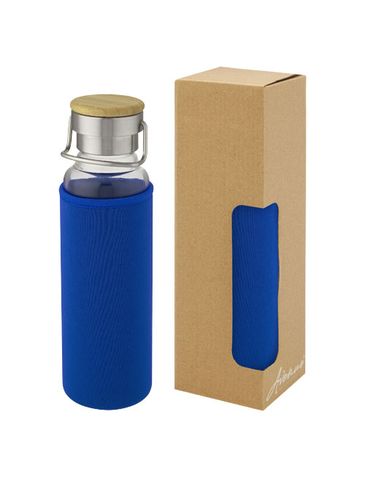 Szklana butelka Thor o pojemności 660 ml z neoprenowym pokrowcem, niebieski