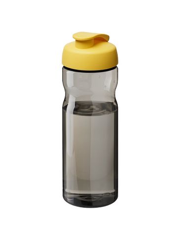 Bidon H2O Eco o pojemności 650 ml z wieczkiem zaciskowym, ciemnografitowy / żółty