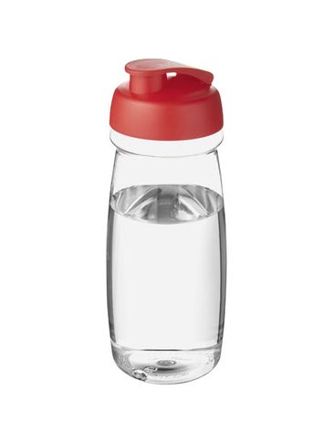 Bidon H2O Pulse® o pojemności 600 ml z wieczkiem zaciskowym, przezroczysty / czerwony