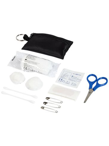 16-elementowa saszetka pierwszej pomocy Valdemar mocowana do kółka na klucze, czarny