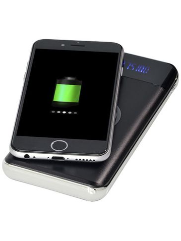 Bezprzewodowy powerbank 10000 mAh Constant z wyświetlaczem LED, czarny