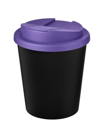Kubek Americano® Espresso Eco z recyklingu o pojemności 250 ml z pokrywą odporną na zalanie , czarny / fioletowy