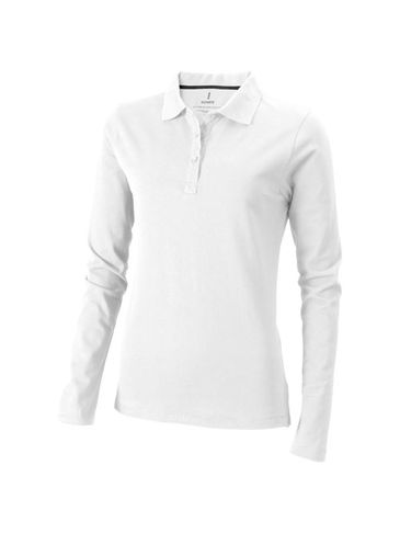 Damskie polo Oakville z długim rękawem, biały