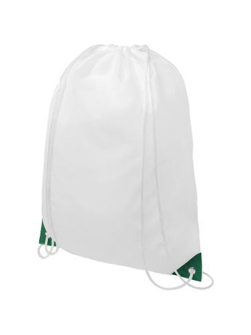 Plecak Oriole ściągany sznurkiem z kolorowymi rogami, biały / zielony