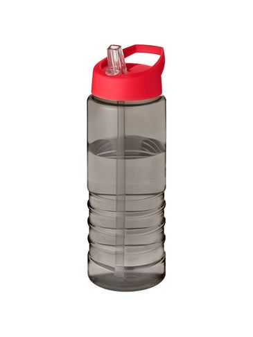 H2O Active® Eco Treble bidon z pokrywką z tutką o pojemności 750 ml , ciemnografitowy / czerwony