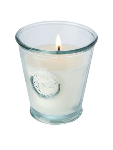 Świeca sojowa ze świecznikiem ze szkła z recyklingu Luzz, przezroczysty bezbarwny