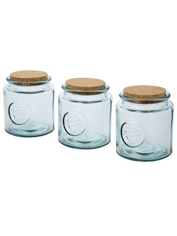 3-częściowy zestaw słoików o pojemności 800 ml ze szkła z recyklingu Aire, przezroczysty bezbarwny