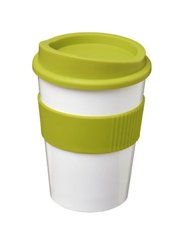 Kubek z serii Americano® Medio o pojemności 300 ml z uchwytem, biały / limonka