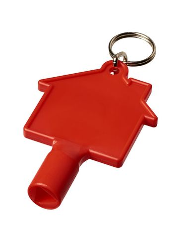 Klucz do skrzynki licznika w kształcie domku Maximilian z brelokiem, czerwony