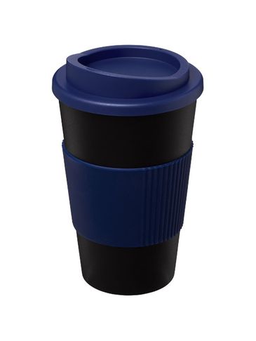Kubek termiczny z serii Americano® o pojemności 350 ml z uchwytem, czarny / niebieski