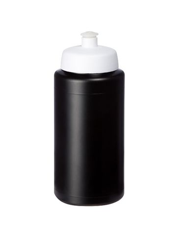 Bidon Baseline® Plus o pojemności 500 ml ze sportowym wieczkiem i uchwytem, czarny / biały