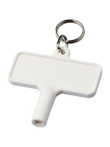 Klucz do odpowietrzania kaloryfera Largo wykonany z tworzywa sztucznego z brelokiem, biały