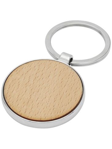 Okrągły brelok do kluczy Moreno z drewna bukowego, piasek pustyni