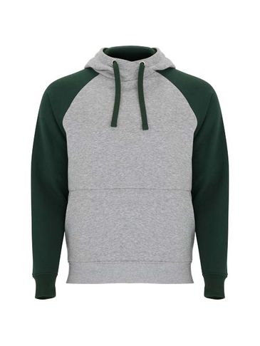 Badet dwukolorowa bluza z kapturem unisex, szary melanż / butelkowa zieleń