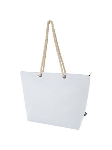 Panama torba termiczna na plażę z uchwytami ze sznurka wykonana z materiałów z recyklingu z certyfikatem GRS 23L, biały