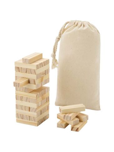 Jumble gra polegająca na przewracaniu drewnianej wieży, piasek pustyni